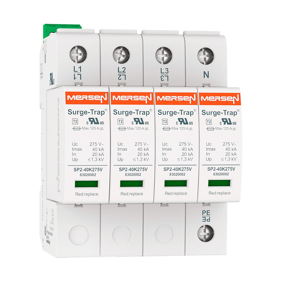 Mersen - Parafoudre T2, débrochable - Uc 275V 40kA - TNS (3Ph+N) - M
