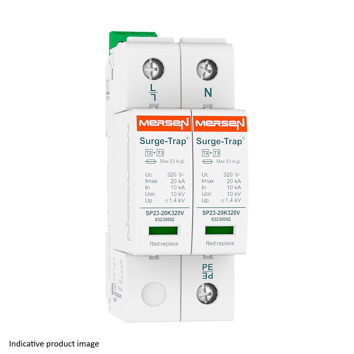Mersen - Parafoudre T2+3, débrochable - Uc 320V 20kA - TNS (1Ph+N)