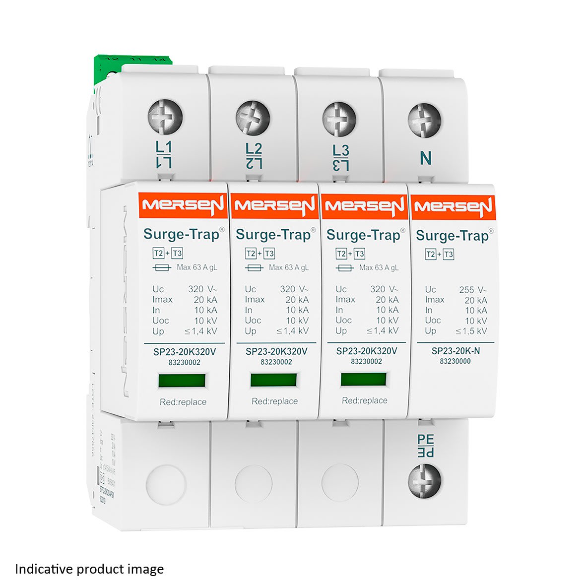 Mersen - Parafoudre T2+3, débrochable - Uc 320V 20kA - TT (3Ph+N)