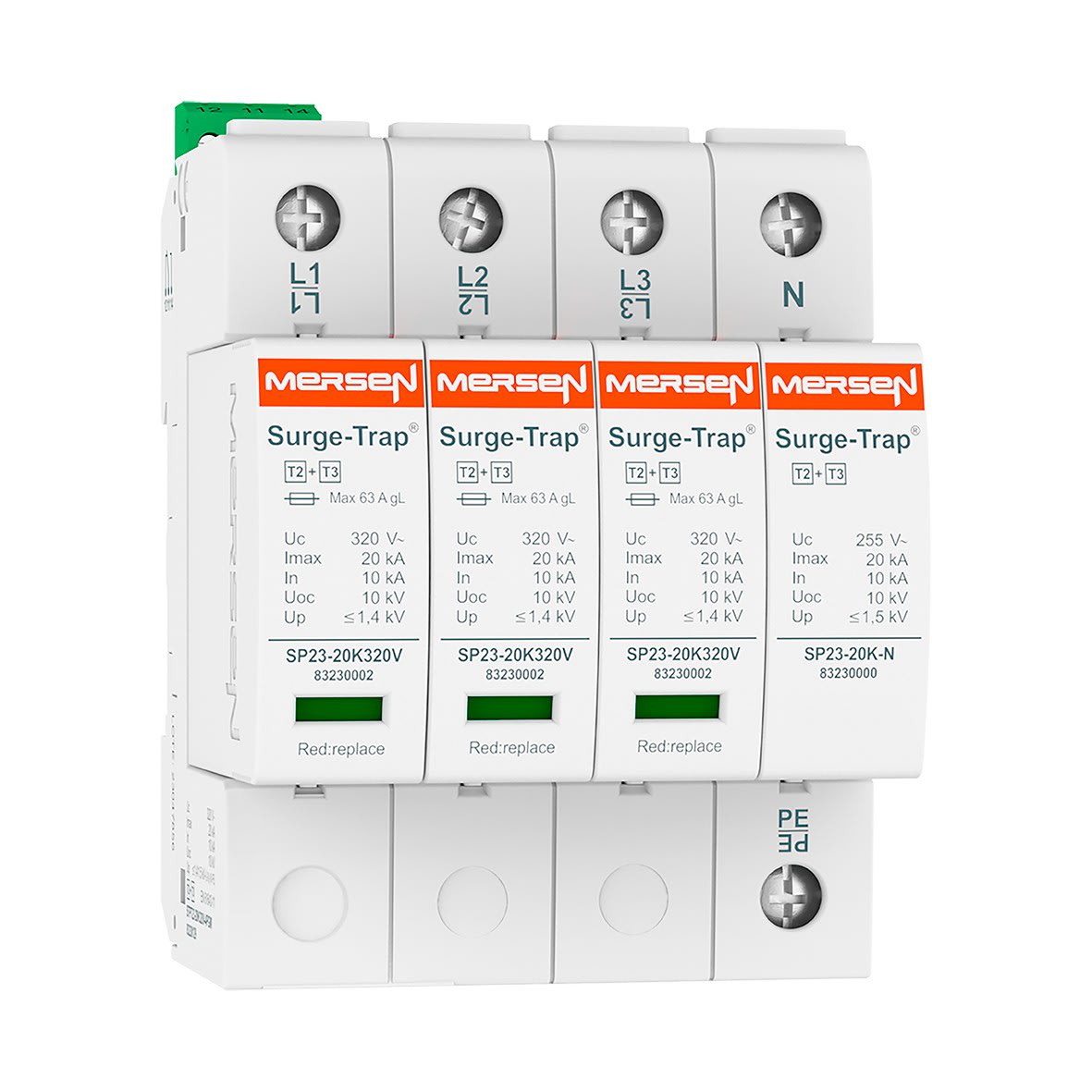 Mersen - Parafoudre T2+3, débrochable - Uc 320V 20kA - TT (3Ph+N) - M