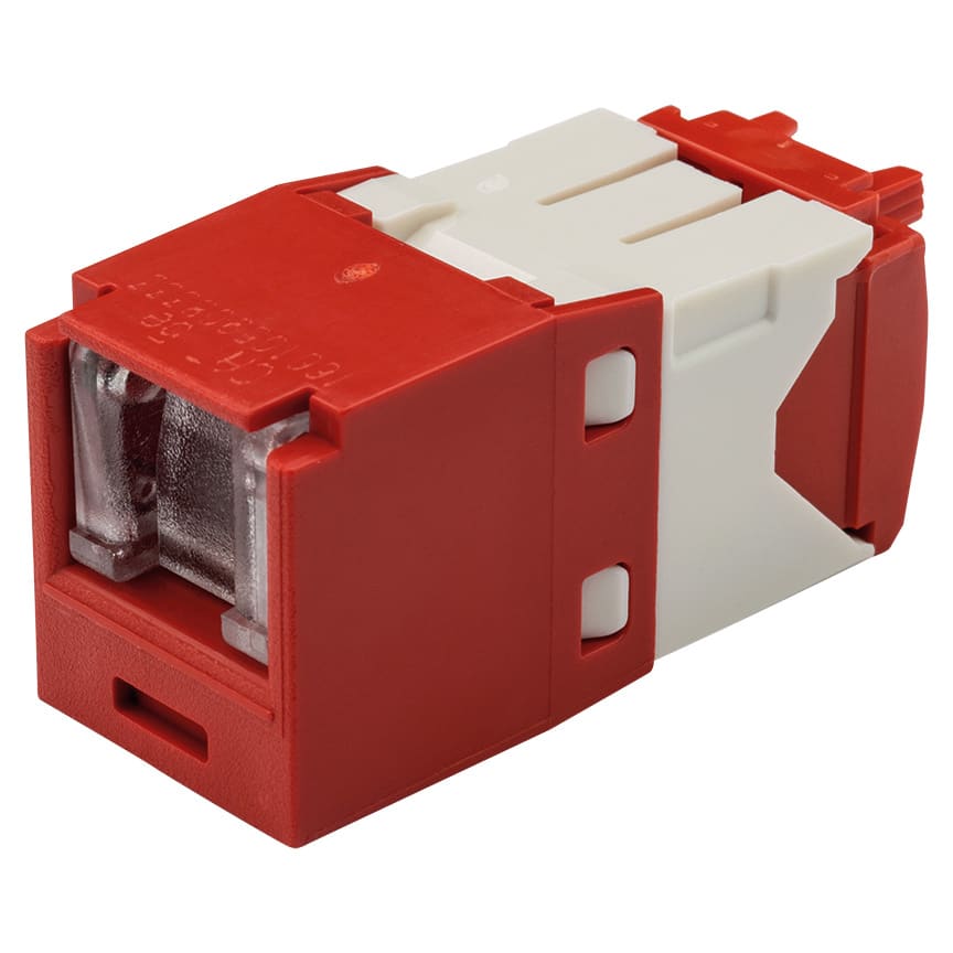 Panduit - Module jack Mini-Com? UTP RJ45 Cat 5E,TG,Obturé,Rouge,Qté:1