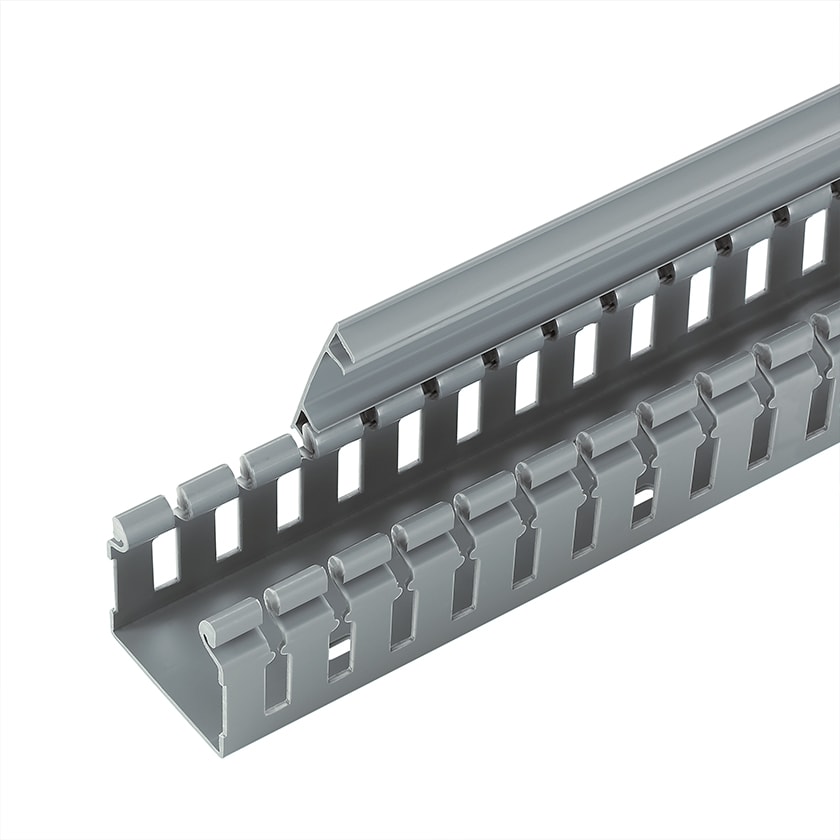 Panduit - Goulotte câbl. à charnière;2x2pouces;PVC gris;couvercle à ajouter;Cdt.6 pieds