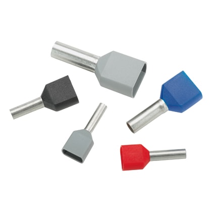 Panduit - Ferrule pré-isolés 2 Fils,12 AWG (4,0mm²)long broche 12,0mm;DIN;Gris;Cdt.100