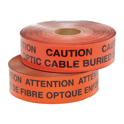 Panduit - Ruban type rubalise;"CAUTION FIBER OPTIC";76mmx305m;noir sur orange;Cdt.1