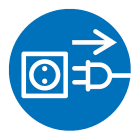 Panduit - Picto.rond "débrancher avant ouvert.";dia.25mm;Blanc/Bleu;10/cartes;Cdt.10cartes