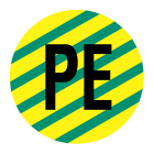 Panduit - Symbole "PE" entouré;diam.12,5mm;Noir/Vert,Jaune;20/carte;Cdt.10cartes