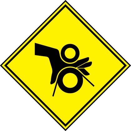 Panduit - Etiquette adhésive Danger Ecrasement;losange Noir/Jaune;4/carte;Cdt.5cartes