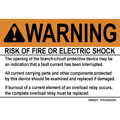 Panduit - Adhesive Sign, Polyester, Short Circuit