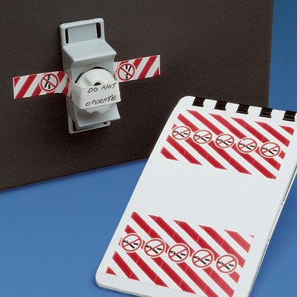 Panduit - Bande-étiquette d'avertissement de verrouillage;123x14mm;60/carnet; Cdt.1 carnet