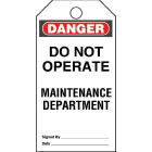 Panduit - Plastic Tag, 'Danger Do Not Operate Main