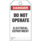 Panduit - Plastic Tag, 'Danger Do Not Operate Elec