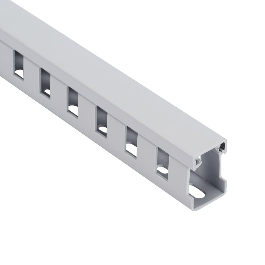 Panduit - Goulotte de câblage + couvercle;75x75mm;longueur 2m;LSZH;gris clair;Cdt.2m