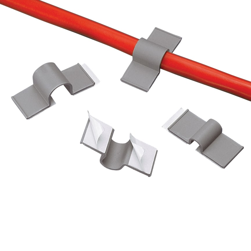 Panduit - Fixation avec 2 pattes adhésive; PVC Gris pour diamètre max de 3,2mm;Cdt:100