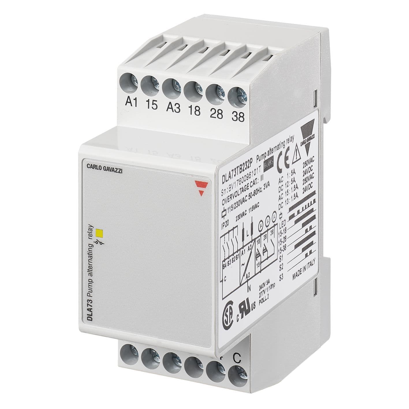 Carlo Gavazzi - Relais de contrôle pour altenance de 3 pompes -3 NO 5A - 115/230Vca