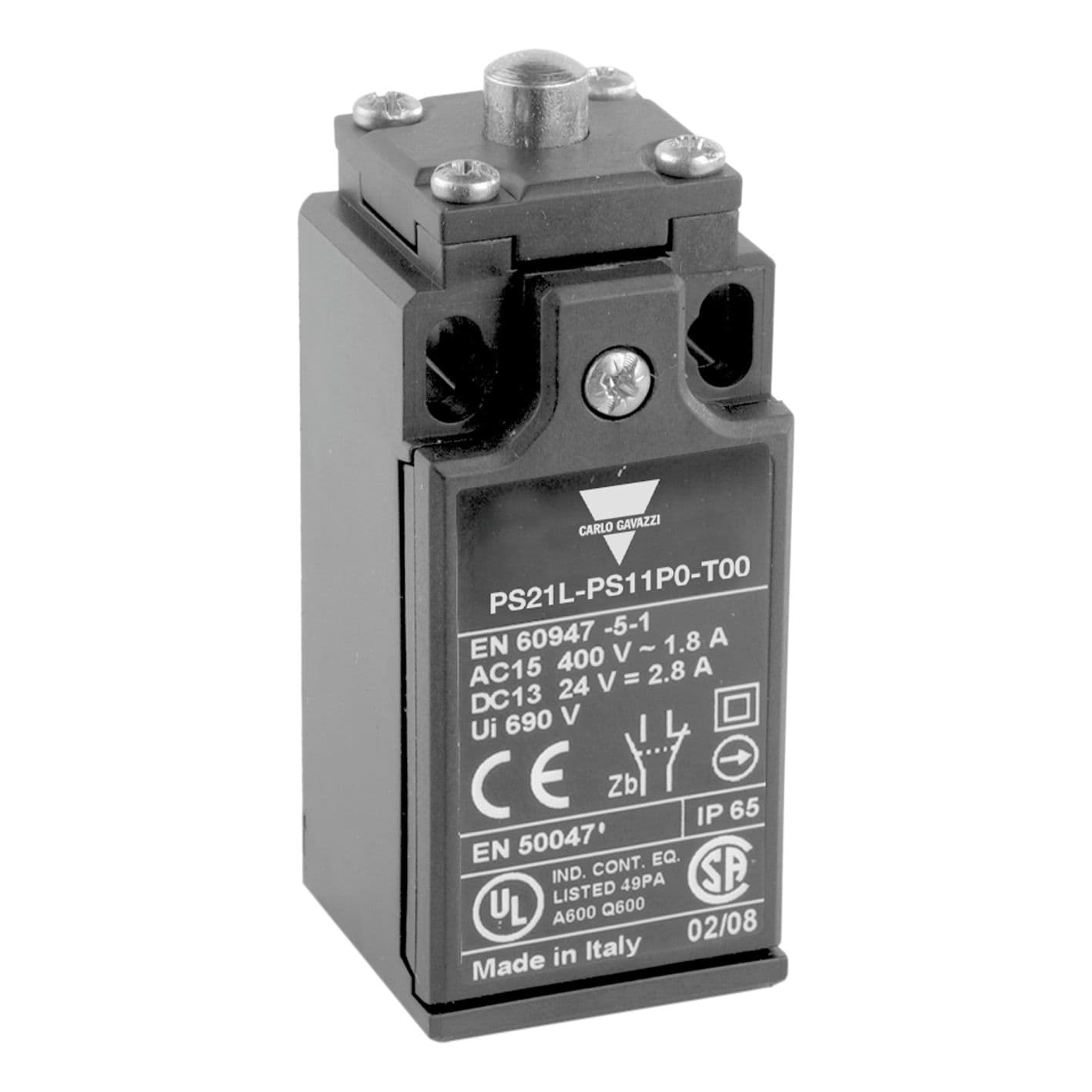 Carlo Gavazzi - Fin de course 30mm- PG13,5mm - Action brusque 2NF -  Poussoir métal -IP65