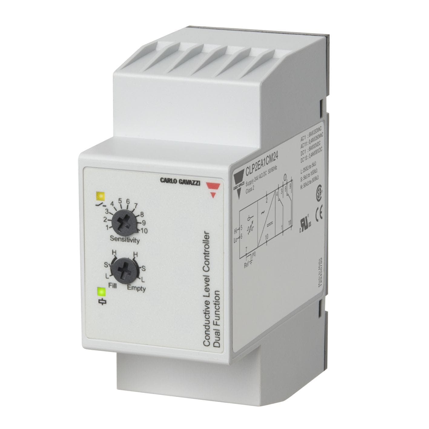 Carlo Gavazzi - Relais de niveau vidange ou remplissage - Sensibilité: 250??500K?-24Vca/cc 2+réf