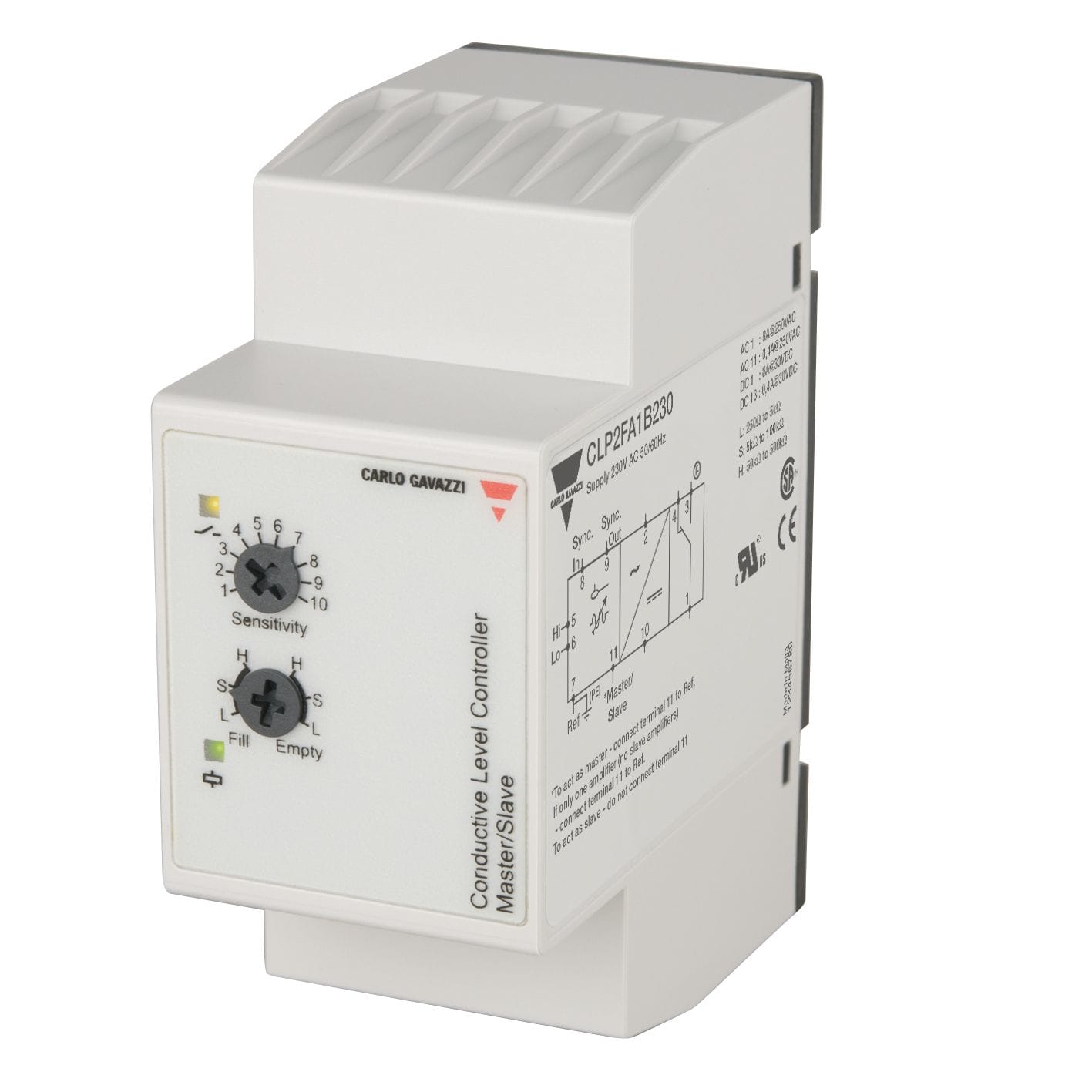 Carlo Gavazzi - Relais de niveau vidange, remplissage - Sensibilité: 250??150K? -230Vca 2+réf MA
