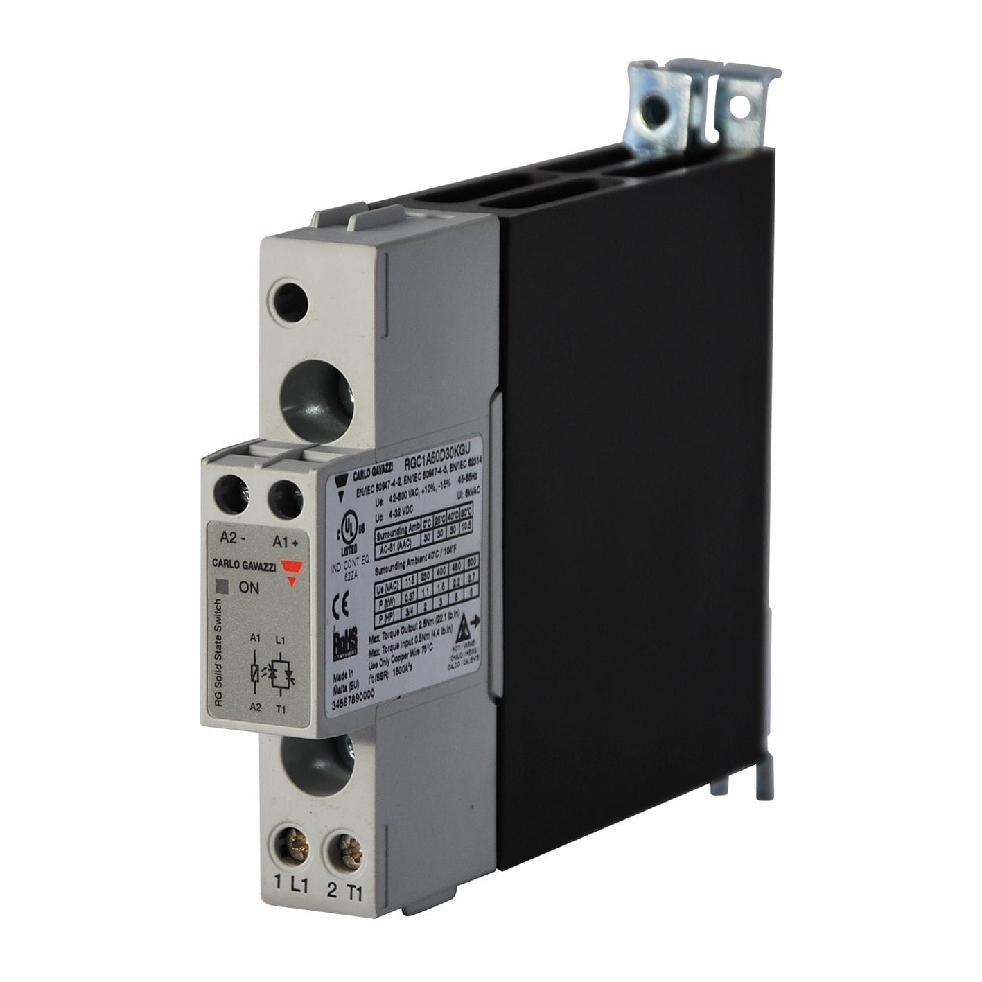 Carlo Gavazzi - Relais statique 1Ph 23A 230Vac -zéro de tension - Cde : 4-32Vcc KGU