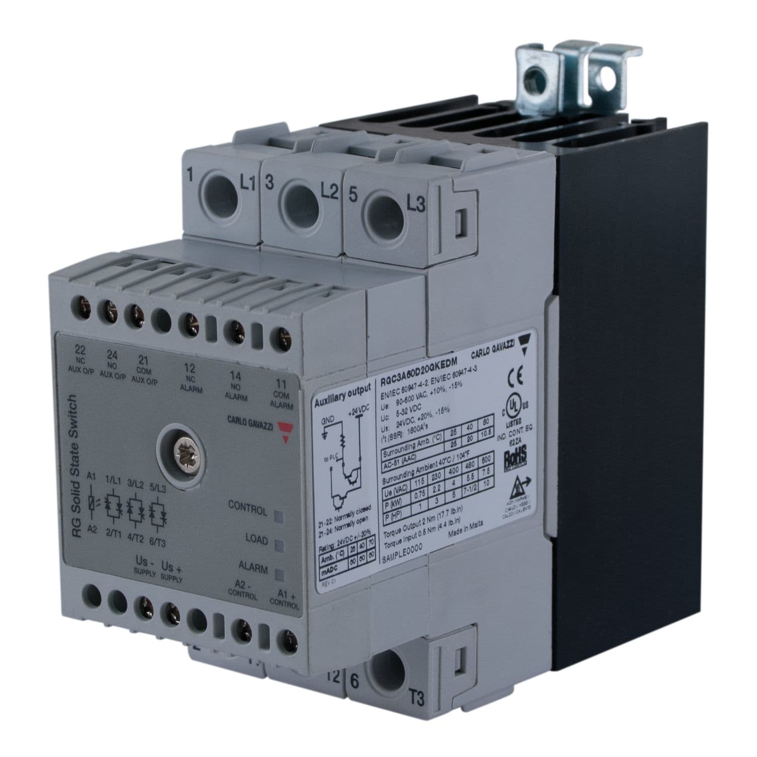 Carlo Gavazzi - Contacteur statique 2ph 600V cmd ca zero de tension 3x25A contrôle de charge