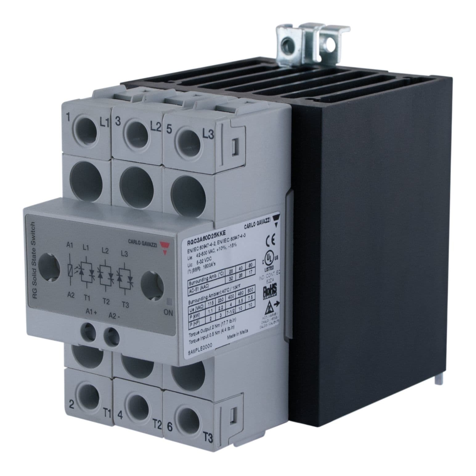 Carlo Gavazzi - Contacteur statique 3ph 600V cmd cc zero de tension 3x25A