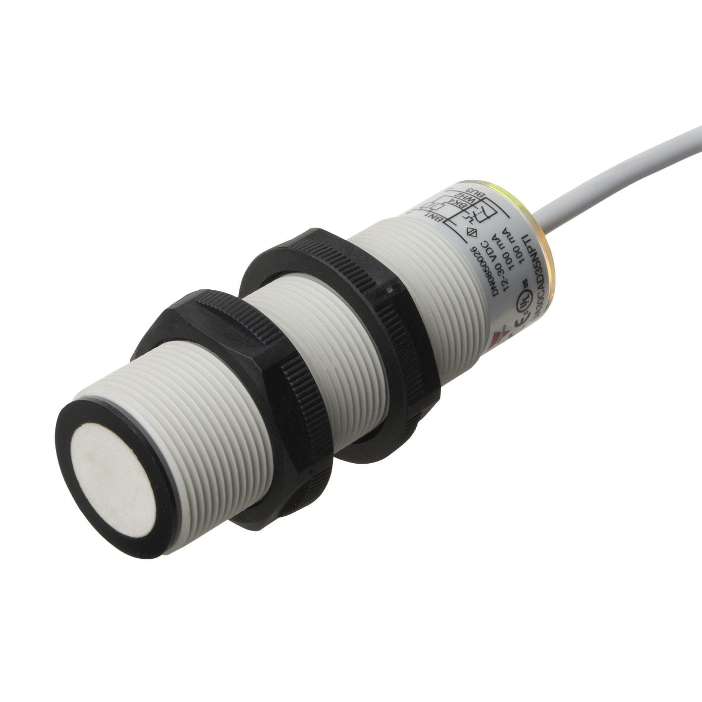Carlo Gavazzi - Détect ultrasons M30 sorties PNP + 0-10Vcc-Dist 250-3500mm-15 à 30vcc-Câble 2m