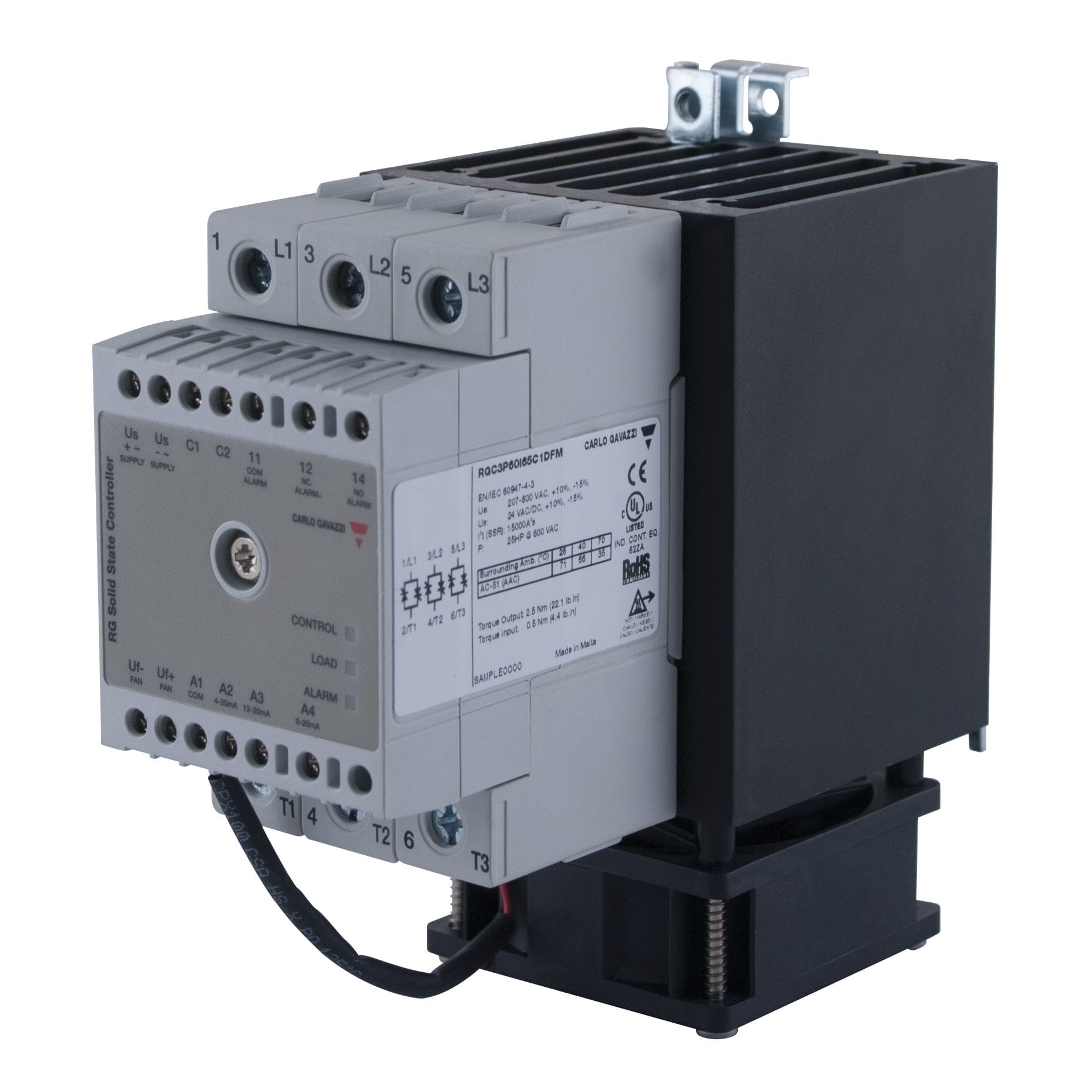 Carlo Gavazzi - Contacteur statique 3ph 600V cmd ana. (A) angle de phase 3x65A protection temp.