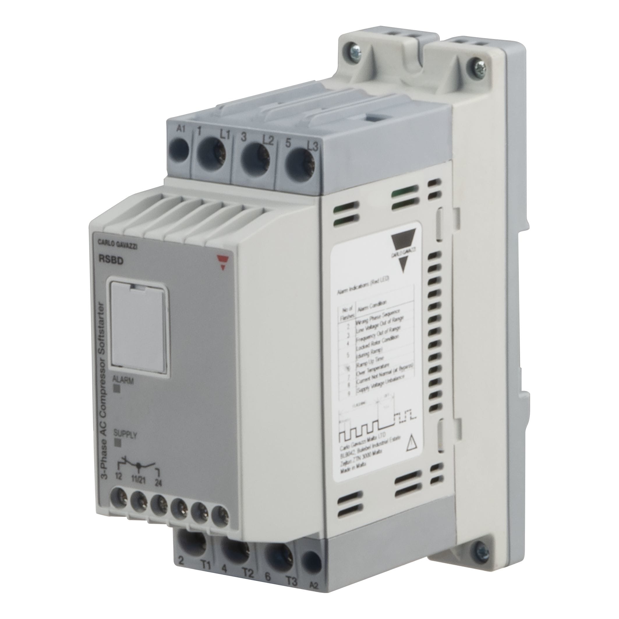 Carlo Gavazzi - Démarreur progressif 2ph compresseur 220/400V 25A 24V i/p+rly din