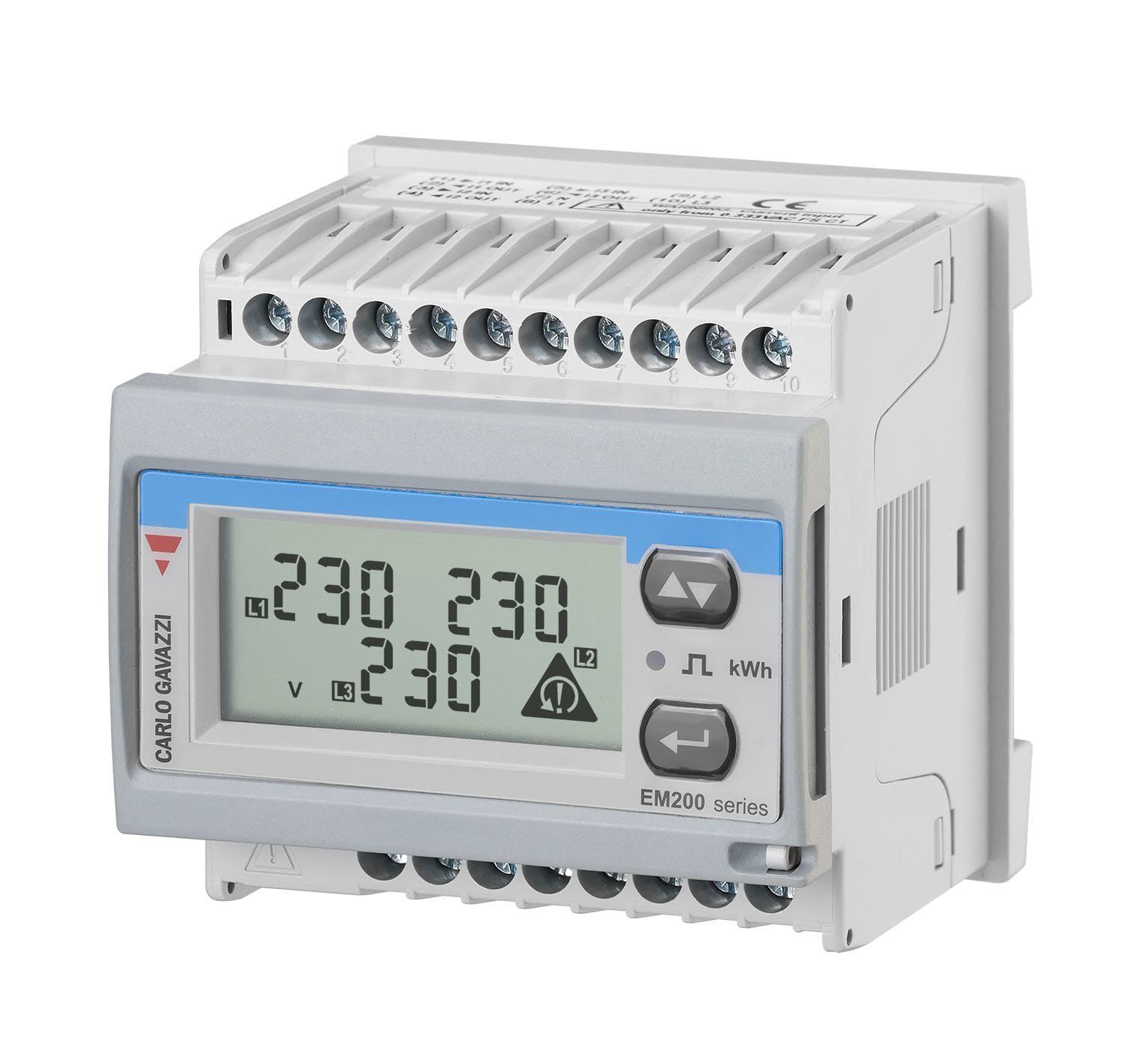 Carlo Gavazzi - Compteur d'énergie 3Ph+N 400Vac sur TI CTV ou ROG RS485+impulsions mod ou façade