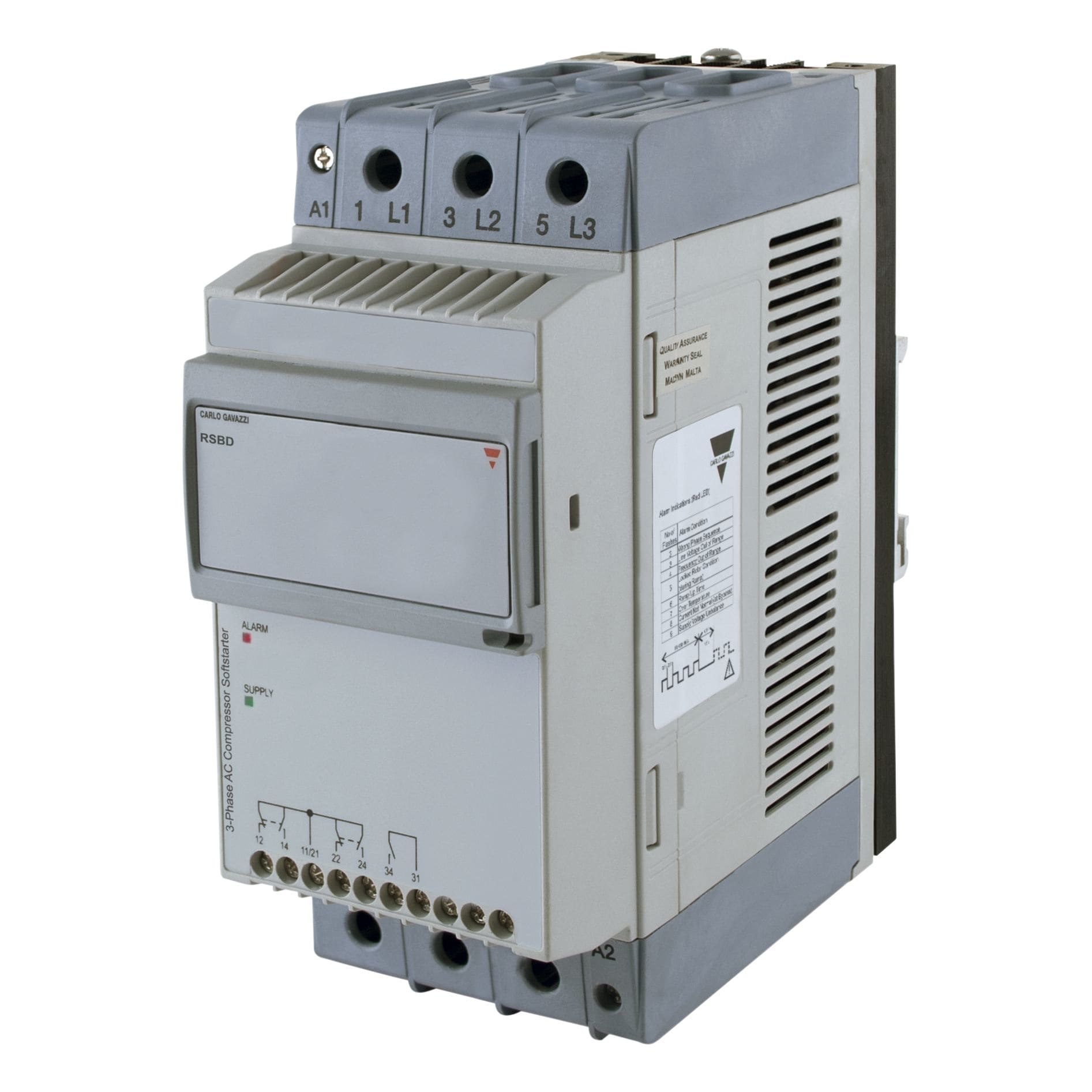 Carlo Gavazzi - Démarreur progressif 2ph compresseur 220-600V 55A 100-240v i/p+rly