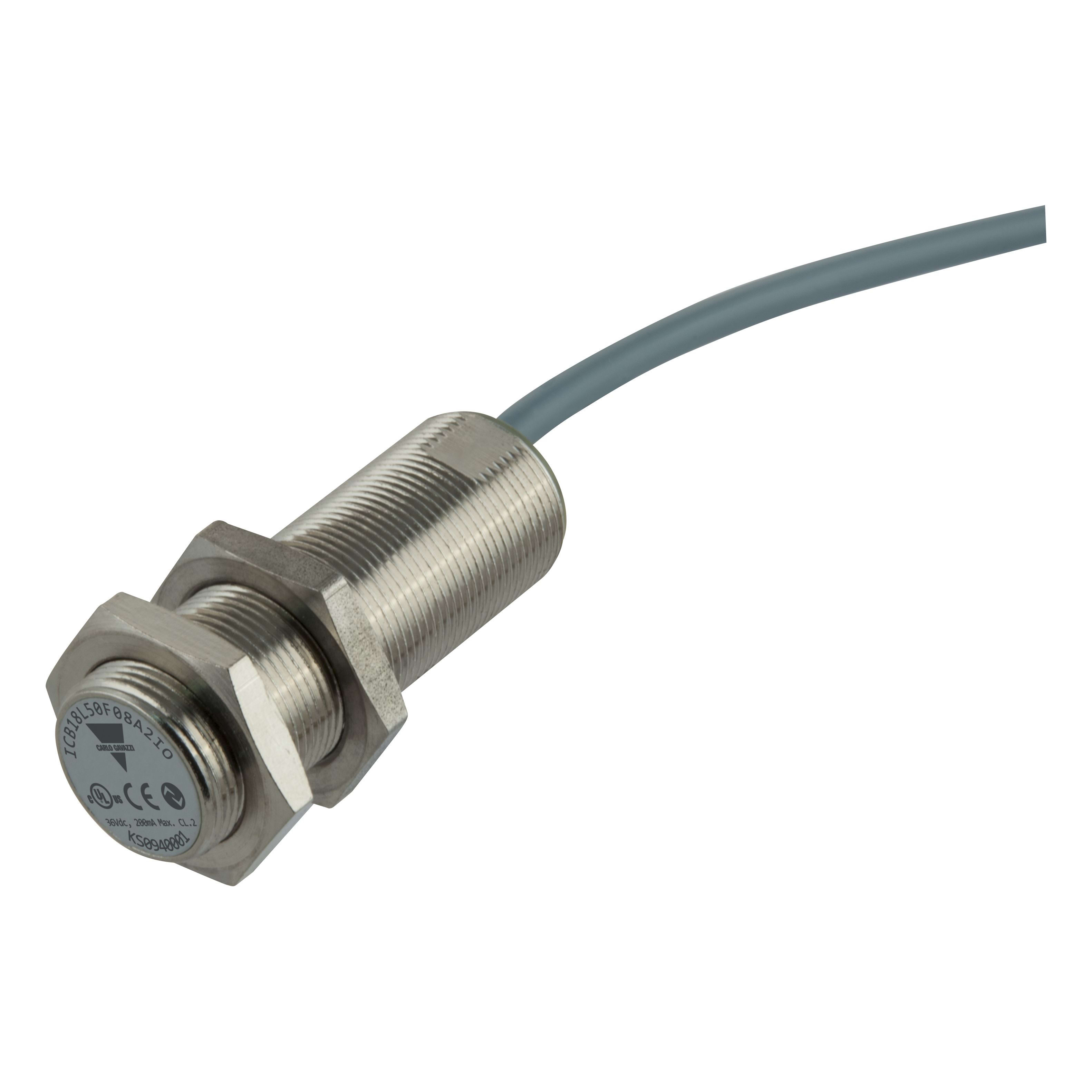 Carlo Gavazzi - Détecteur inductif laiton nickelé M18 long noyable IO-Link, cable