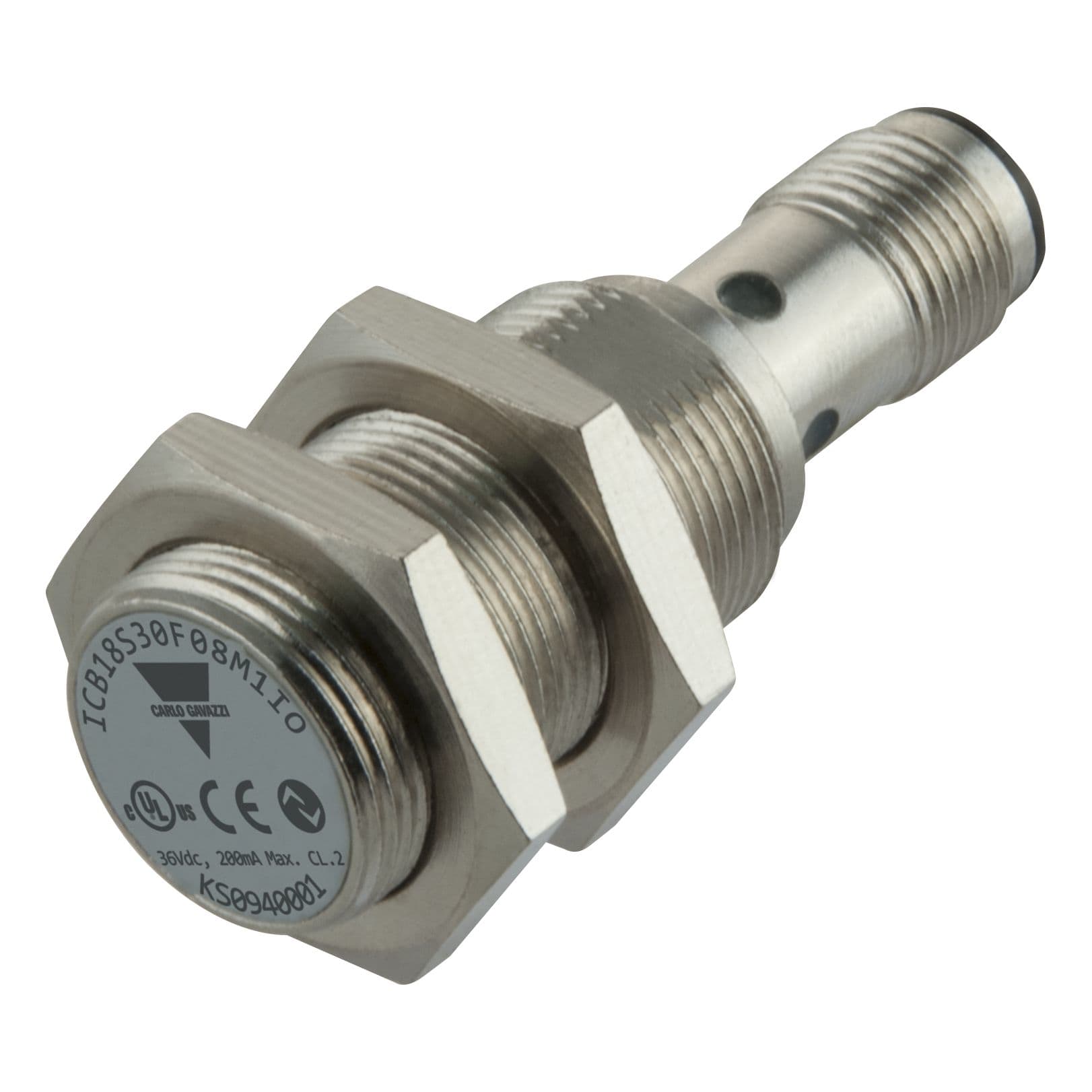 Carlo Gavazzi - Détecteur inductif laiton nickelé M18 court noyable IO-Link, connecteur M12