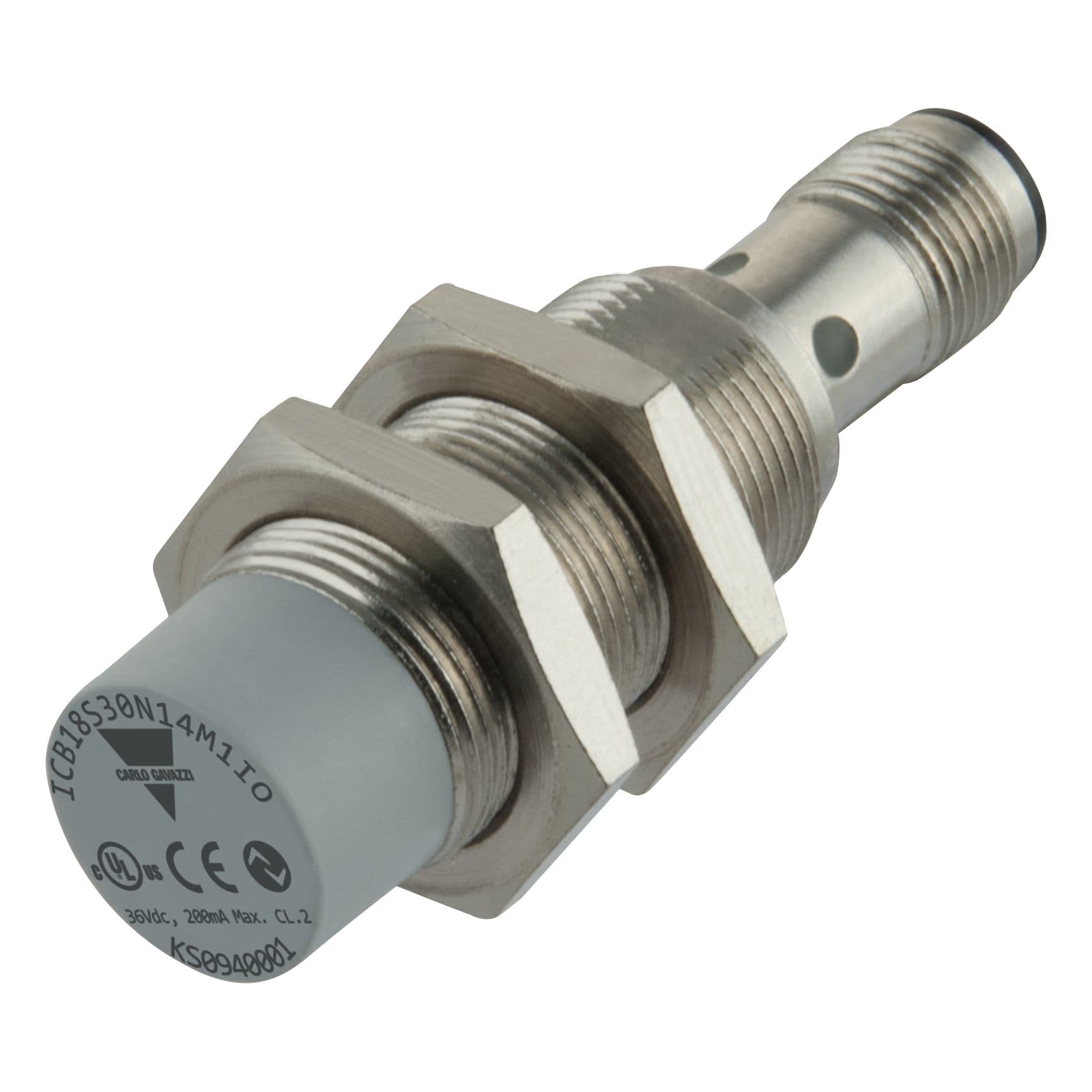 Carlo Gavazzi - Détecteur inductif laiton nickelé M18 court non-noyable IO-Link, connecteur M12