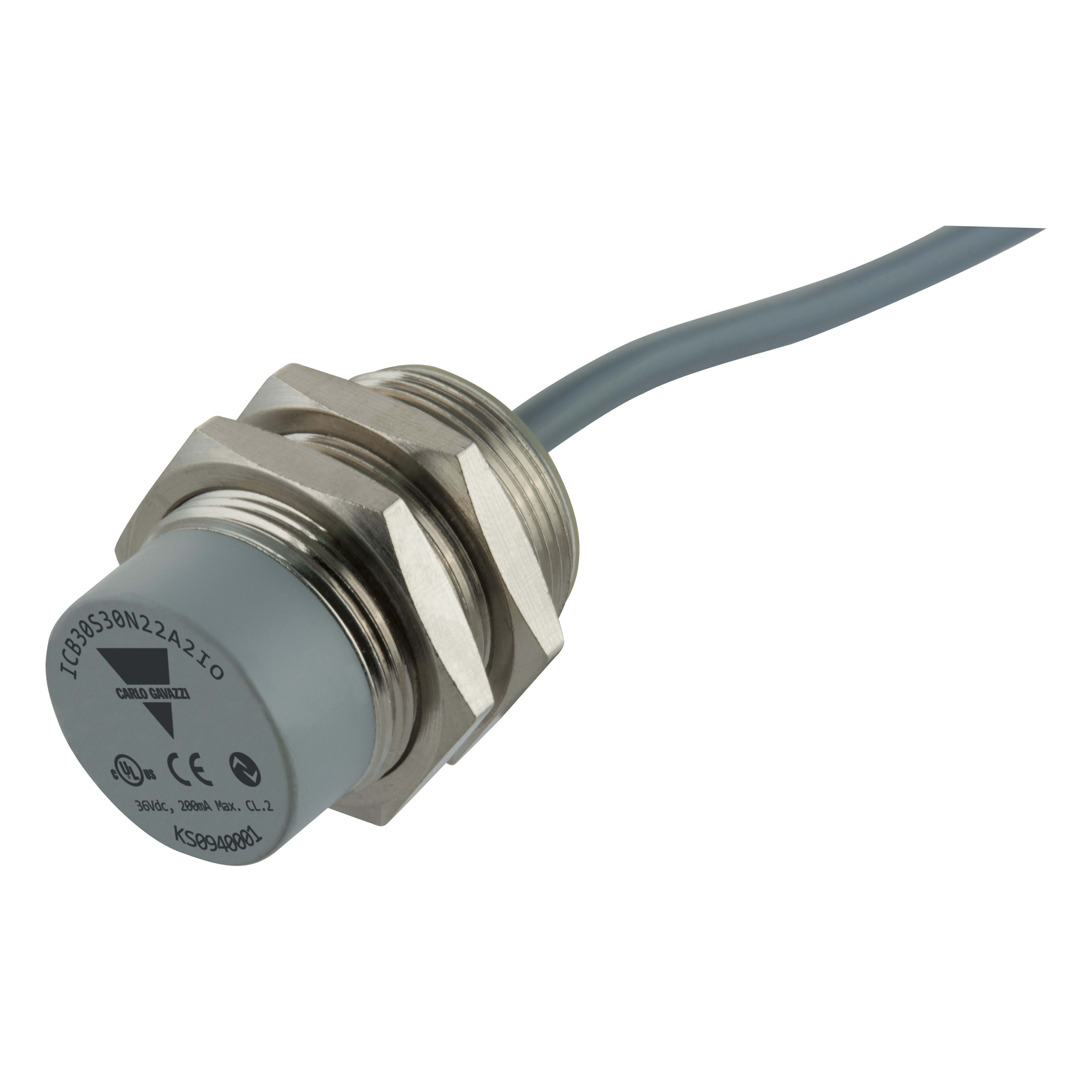 Carlo Gavazzi - Détecteur inductif laiton nickelé M30 court non-noyable IO-Link, cable