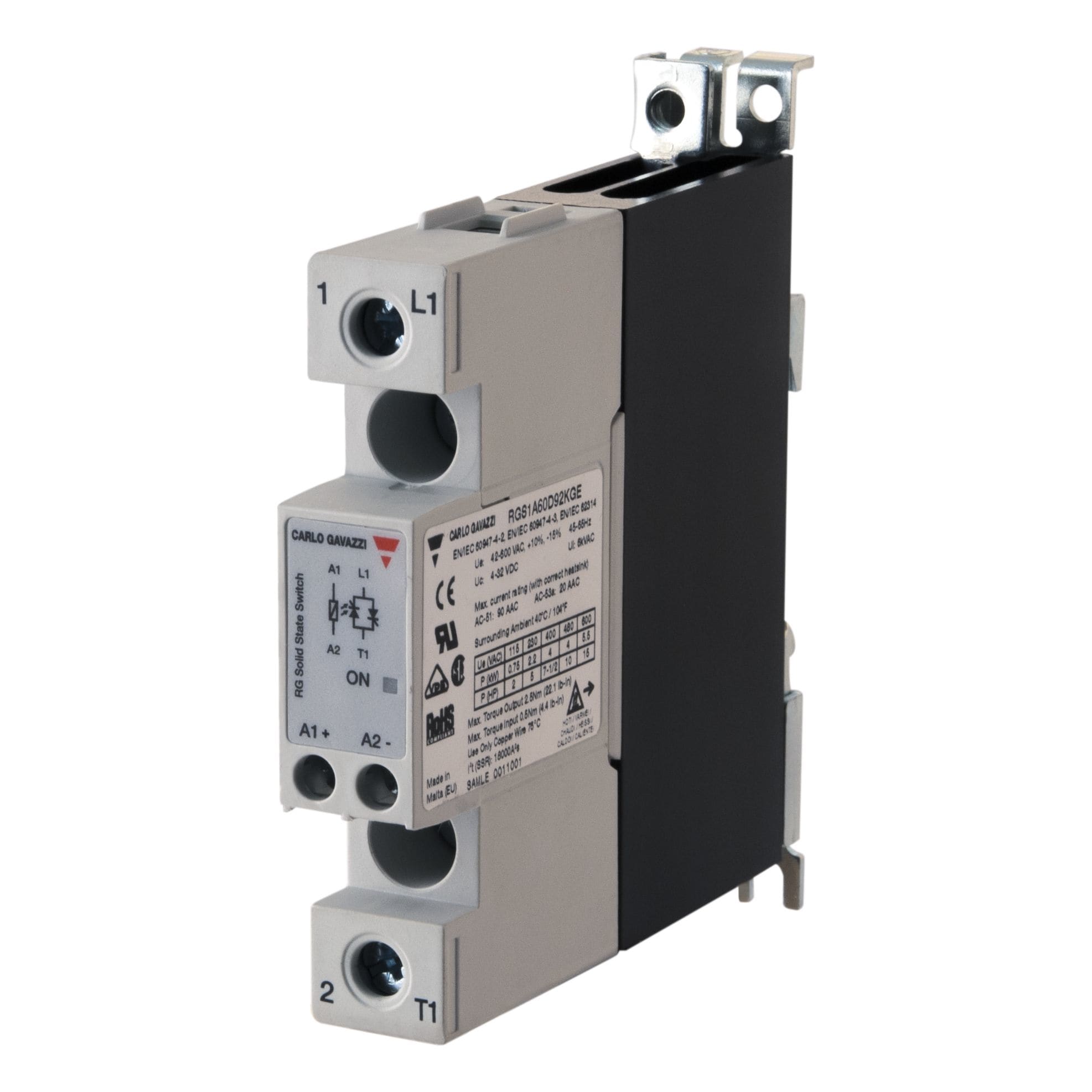 Carlo Gavazzi - Contacteur statique 1ph 600Vca cmd CC zero de tension 30A bornes Visse / Cage