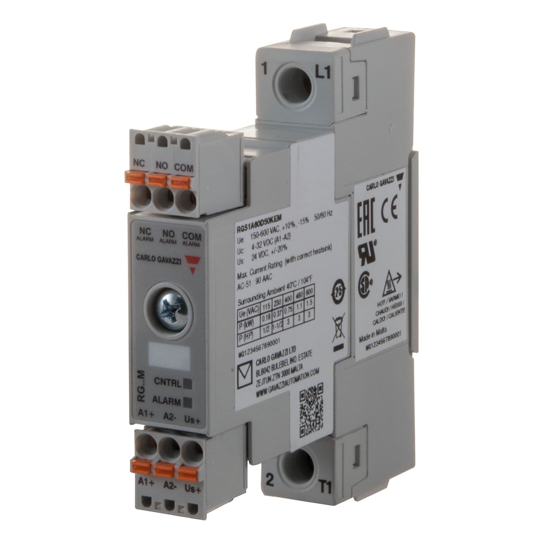Carlo Gavazzi - Relais statique 1ph cmd cc zero de tension 600V 50A 1200Vp surveillance intégrée