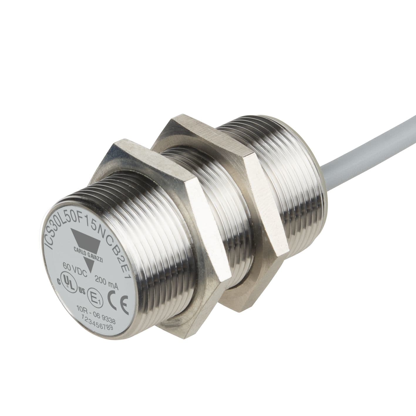 Carlo Gavazzi - Détecteur inductif M30 court 15mm noyable NPN NO, 8-60Vcc câble 2m Homologué E1