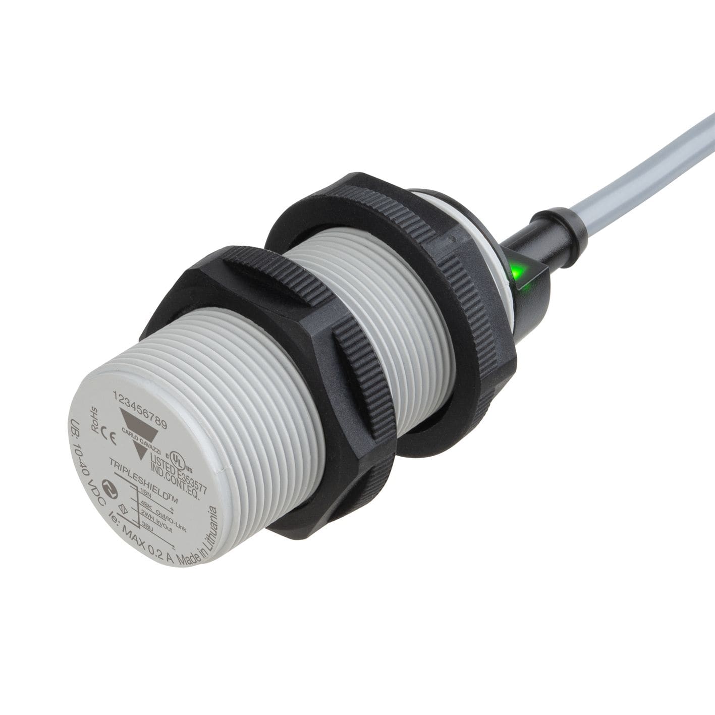 Carlo Gavazzi - Capacitif M30 noyable 16mm, 10-40Vcc, NPN/PNP, NO/NC, câble, Bargraphe, IOLINK