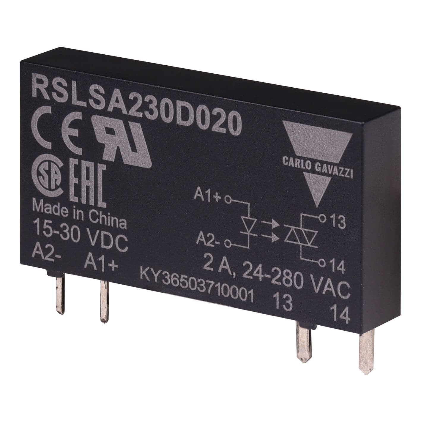 Carlo Gavazzi - Relais statique, commutation instant CA, sortie  12-280Vca, 2Aca, cde 15-30Vcc
