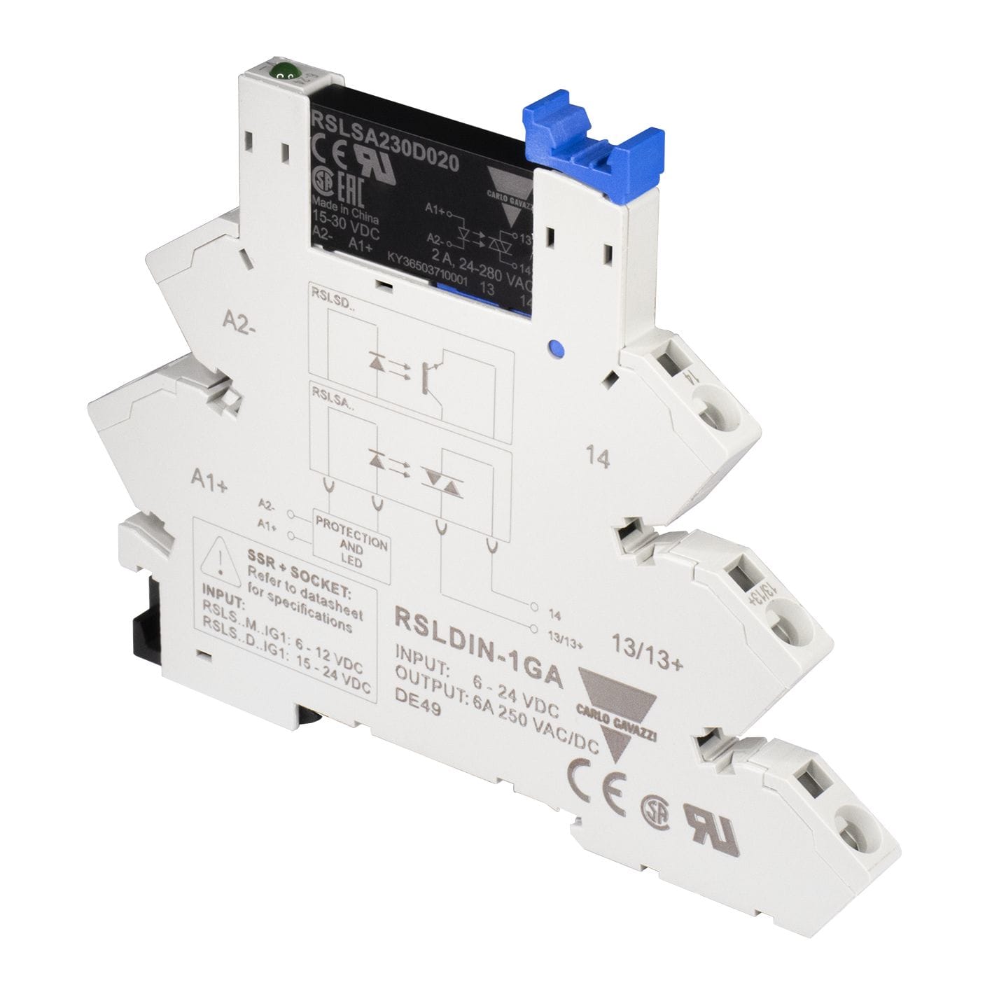 Carlo Gavazzi - Interface statique, commutation instant CA, sortie  12-280Vca, 2Aca,cde 15-24Vcc