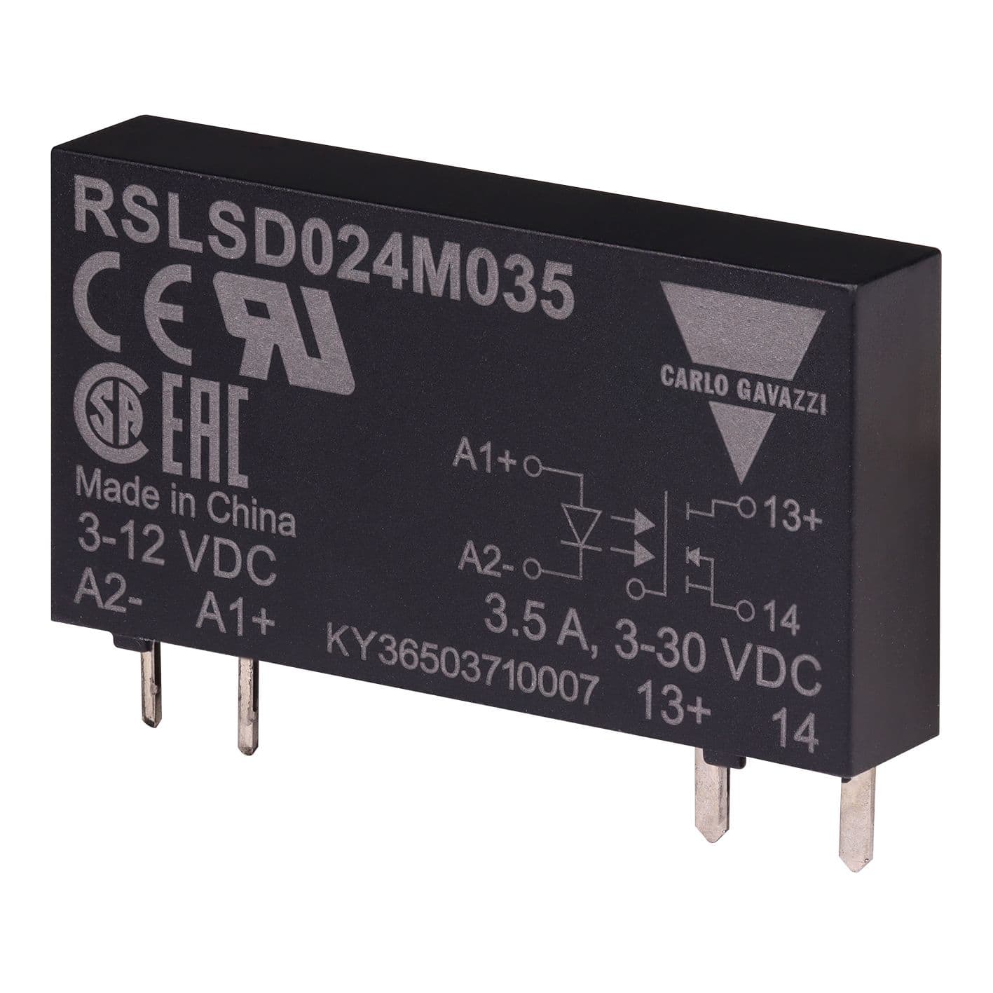 Carlo Gavazzi - Relais statique, commutation CC, sortie  3-30Vcc, 3,5Acc, cde 3-12Vcc