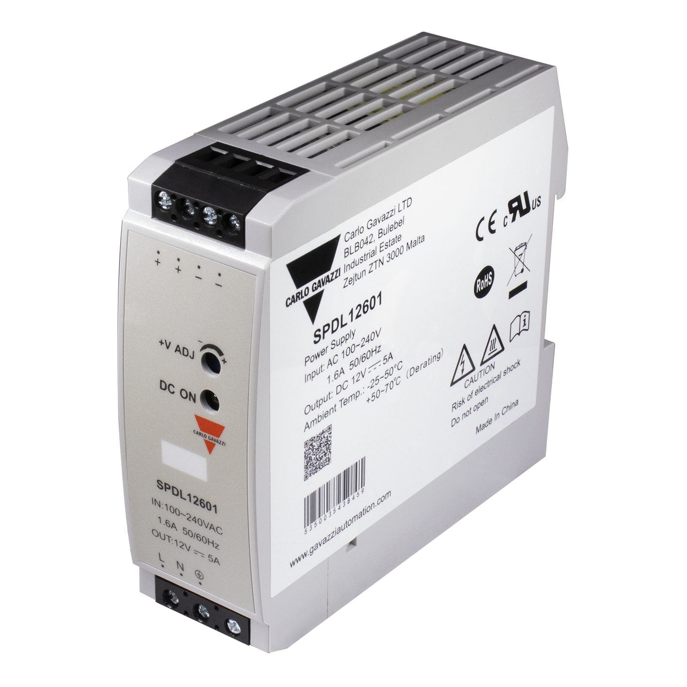 Carlo Gavazzi - Alimentation à découpage, Entréé CA/CC, 15W, 2,5A, 12Vcc, rail DIN IP20