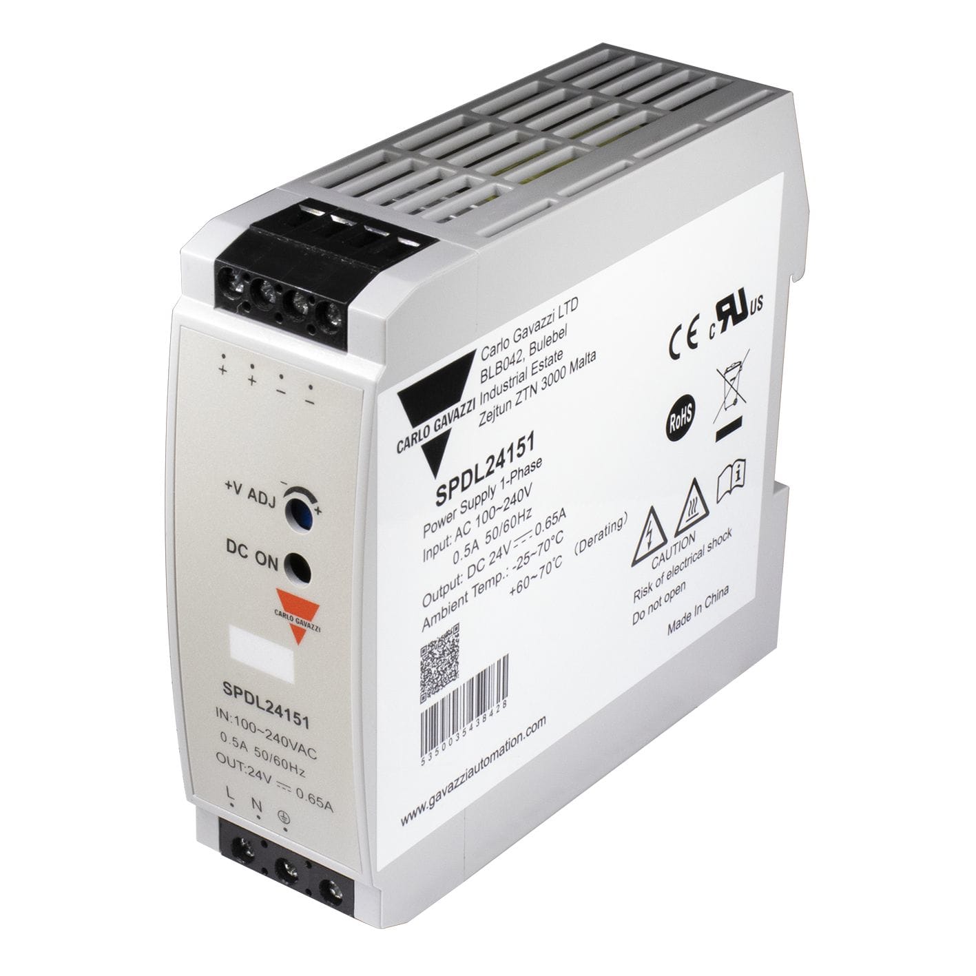 Carlo Gavazzi - Alimentation à découpage, Entréé CA/CC, 15W, 0,625A, 24Vcc, rail DIN IP20