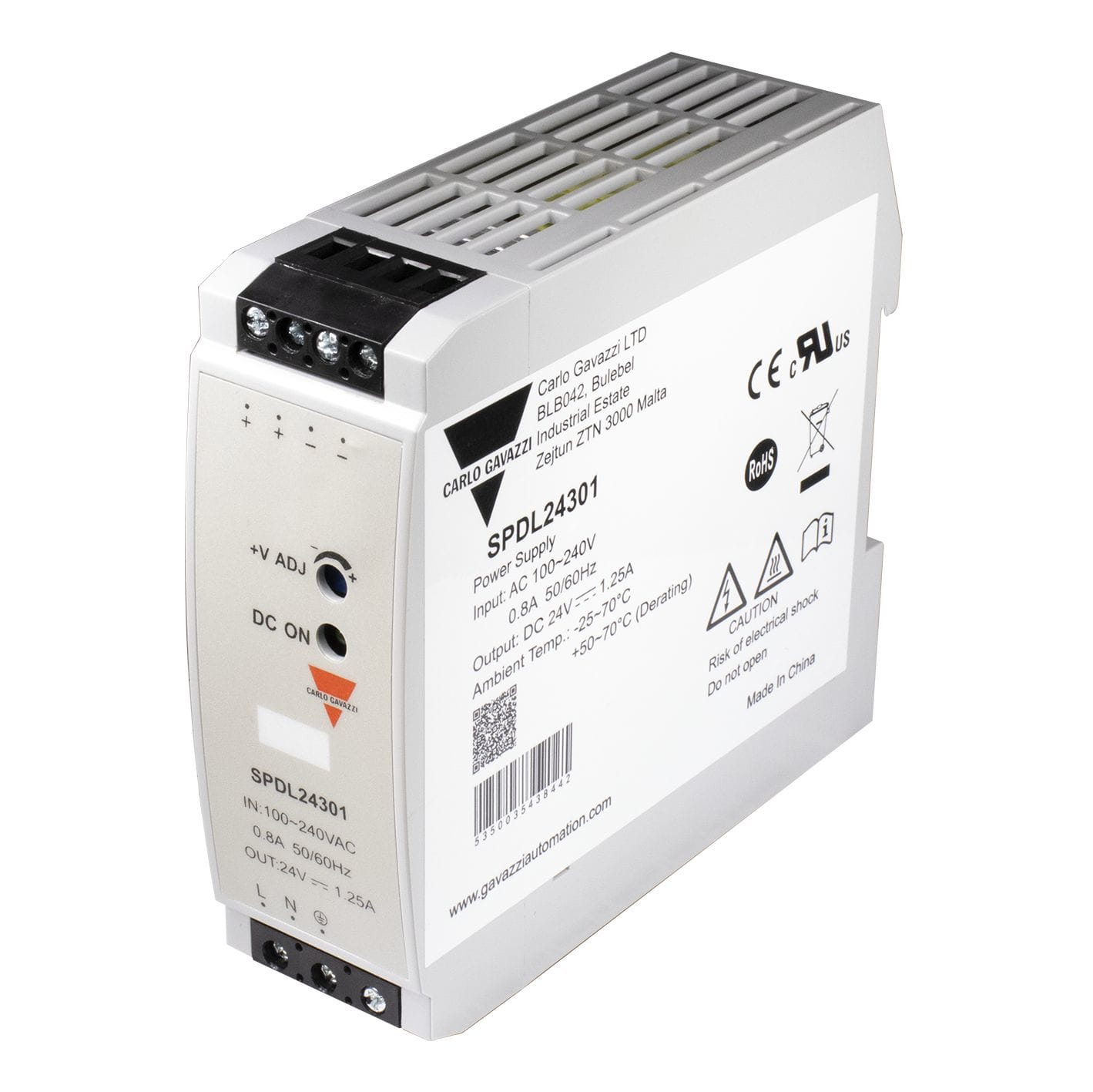 Carlo Gavazzi - Alimentation à découpage, Entréé CA/CC, 15W, 1,25A, 24Vcc, rail DIN IP20
