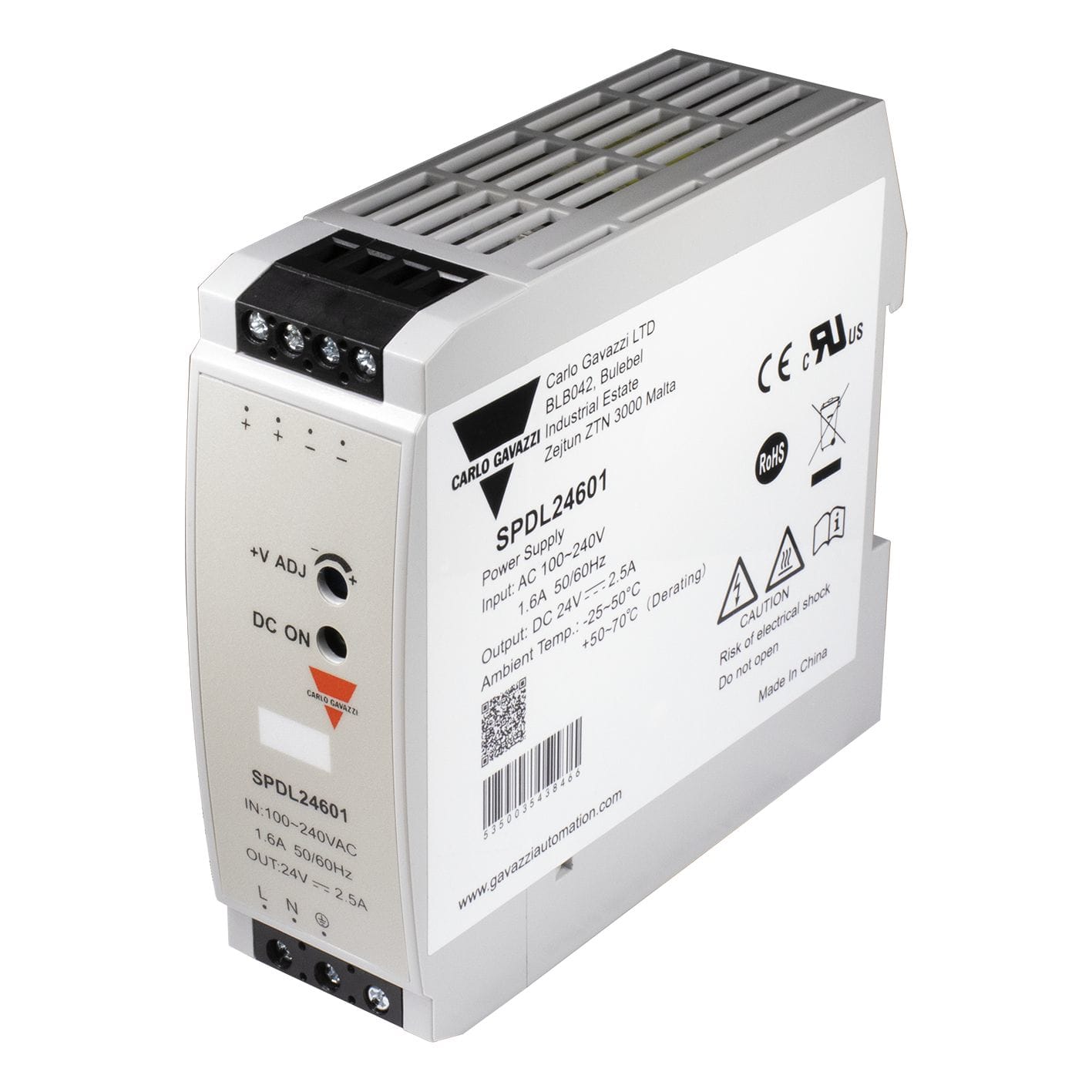 Carlo Gavazzi - Alimentation à découpage, Entréé CA/CC, 15W, 2,5A, 24Vcc, rail DIN IP20