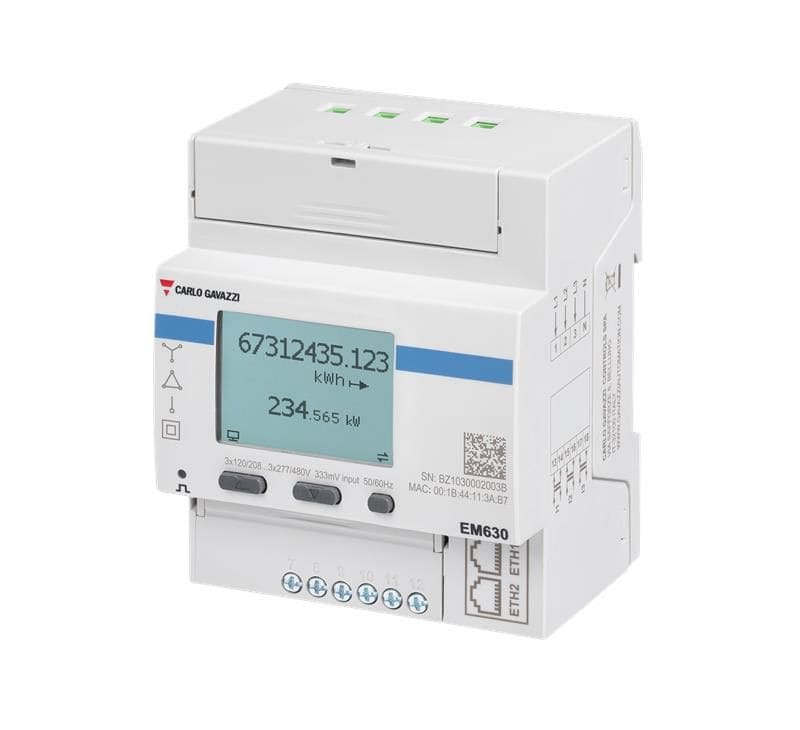 Carlo Gavazzi - Compteur d?énergie triphasé, 120/277 V L-N, 208/480 V L-L, TI 333 mV, Modbus TCP