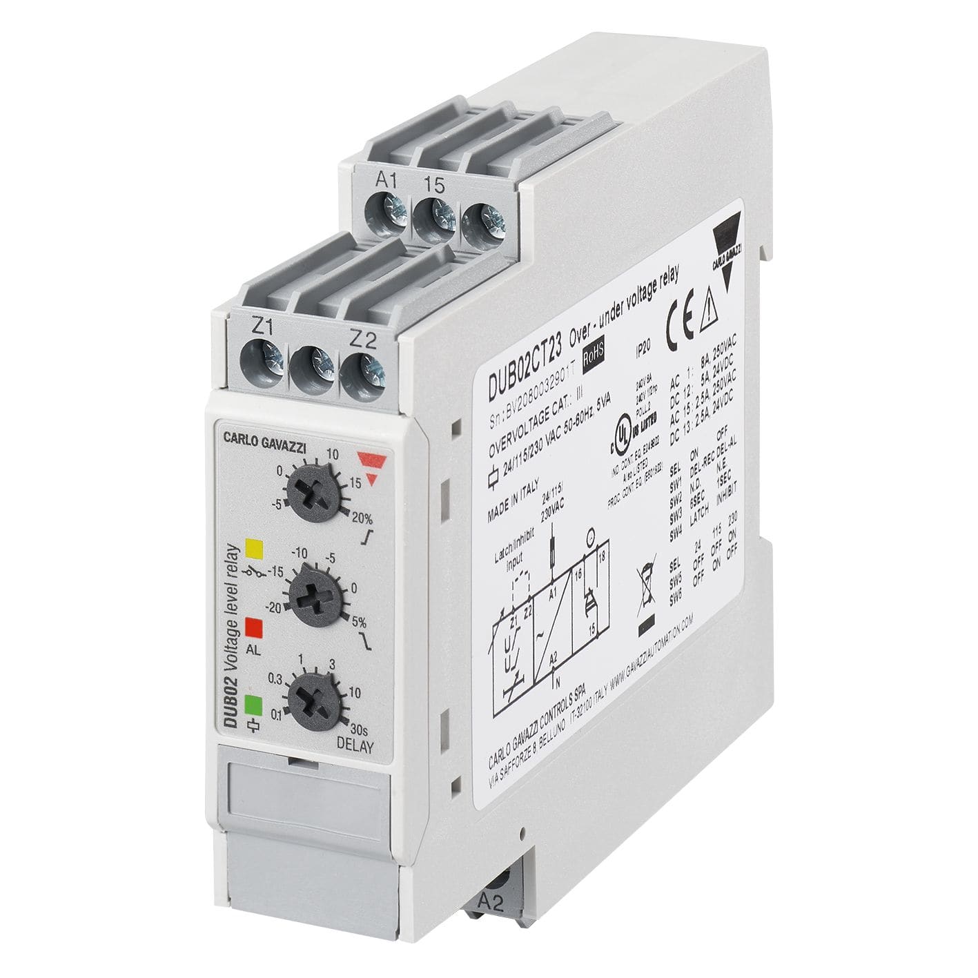 Carlo Gavazzi - Relais de contrôle sur/sous-tension - Mesure: 24-115-230Vca