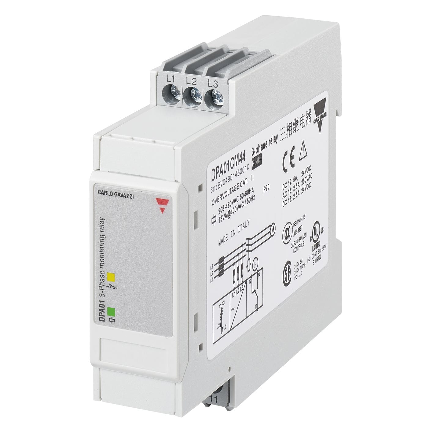 Carlo Gavazzi - Relais de contrôle ordre et perte de phase -3 Phases - Mesure: 208-480Vca