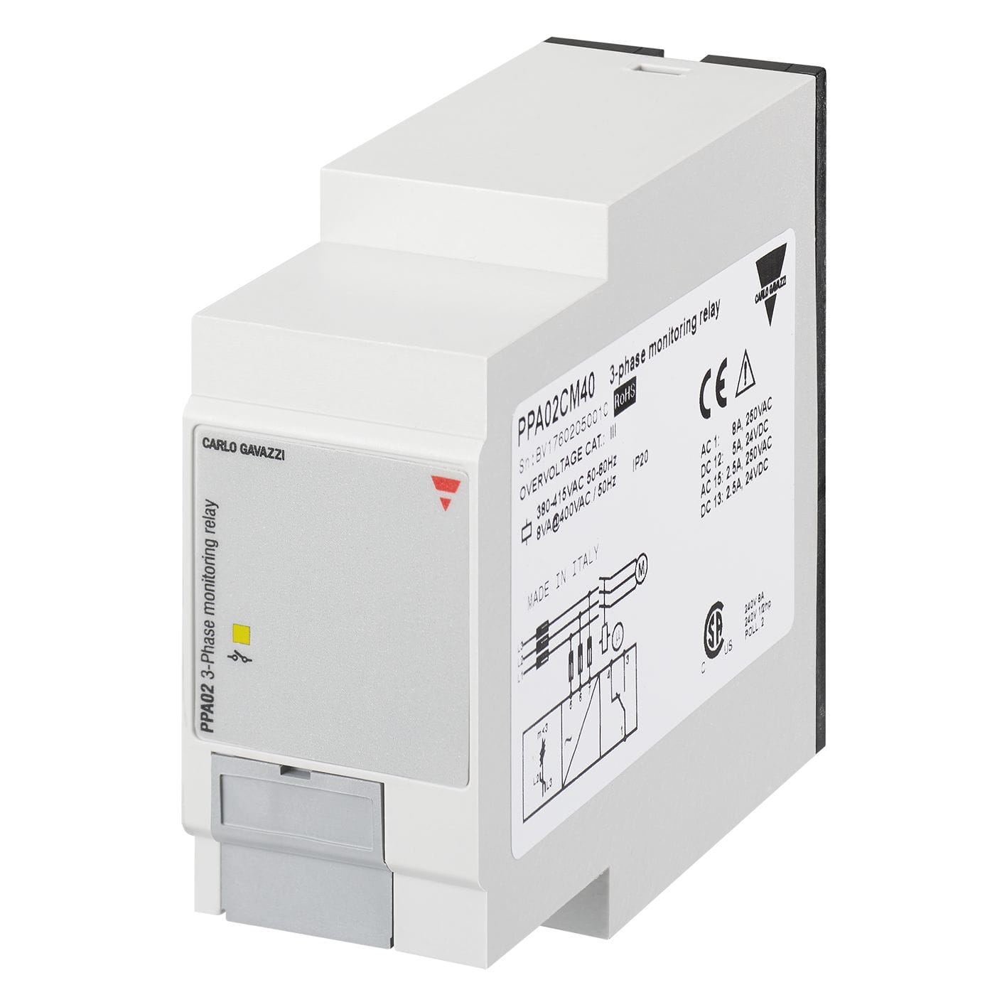 Carlo Gavazzi - Relais de surveillance de séquence triphasé, 208-240Vca, sortie relais SPDT