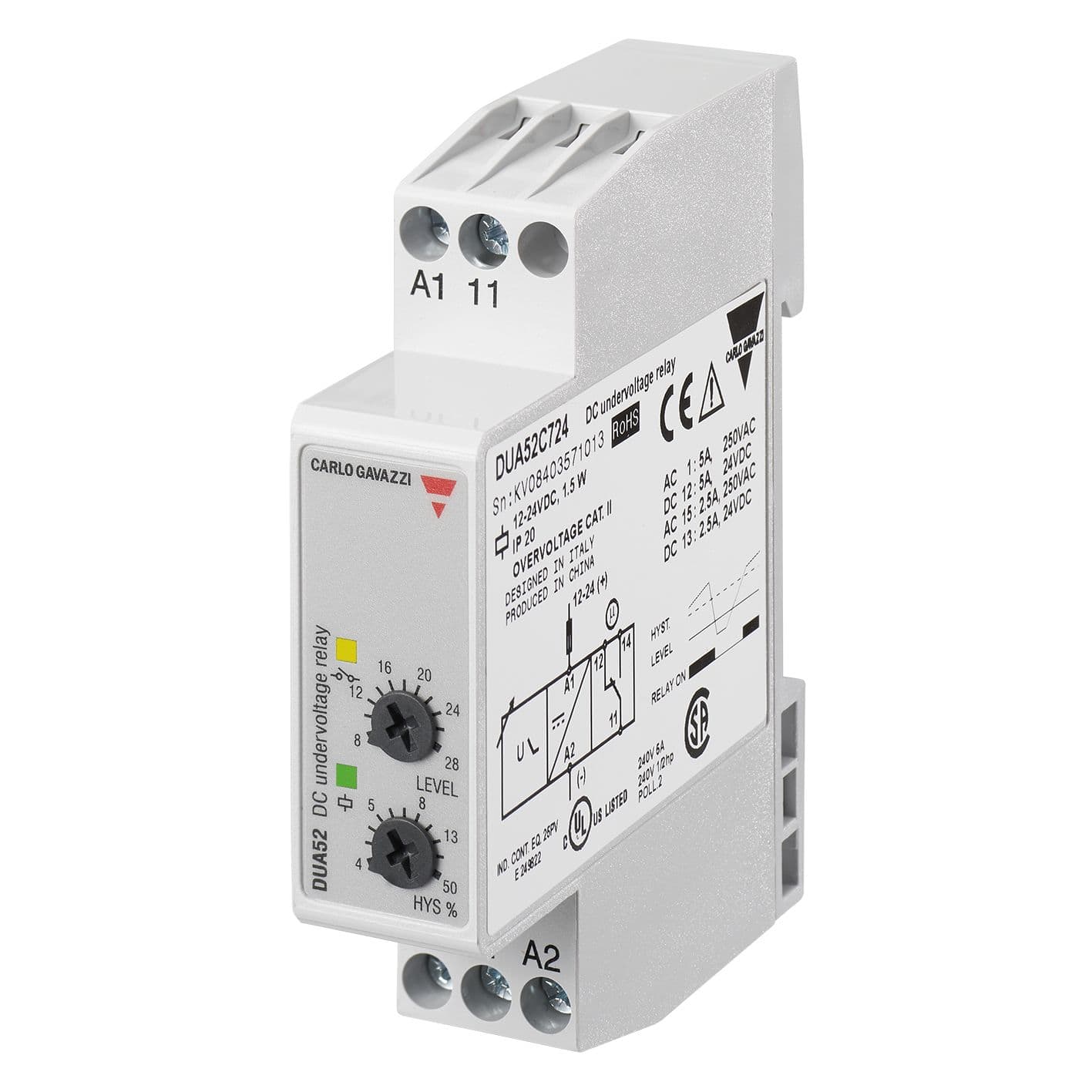 Carlo Gavazzi - Relais de contrôle sous charge pour batterie CC - Mesure: 8-28Vcc