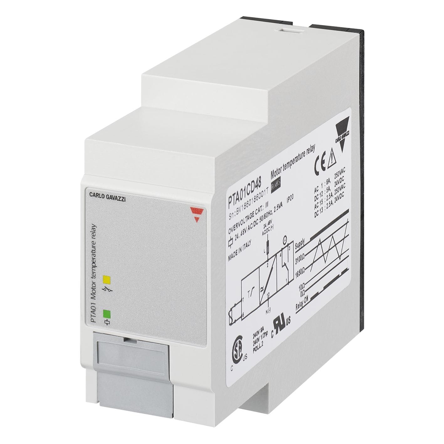 Carlo Gavazzi - Relais de contrôle température moteur - Entrée PTC - Alimentation: 24-48Vca/cc